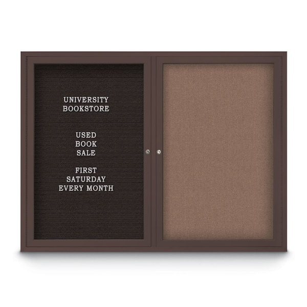 United Visual Products Corkboard, 24"x36", Cobalt Accent/Bronze UV402PLUS-BRONZE-COBACC - main